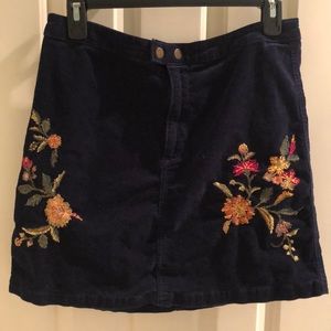 Floral Navy Mini Skirt